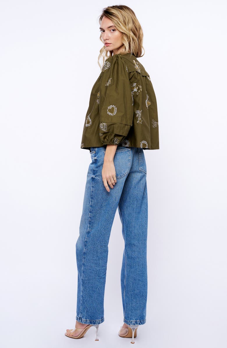 CIEBON Liliane Embroidered Cotton Top, Alternate, color, Olive