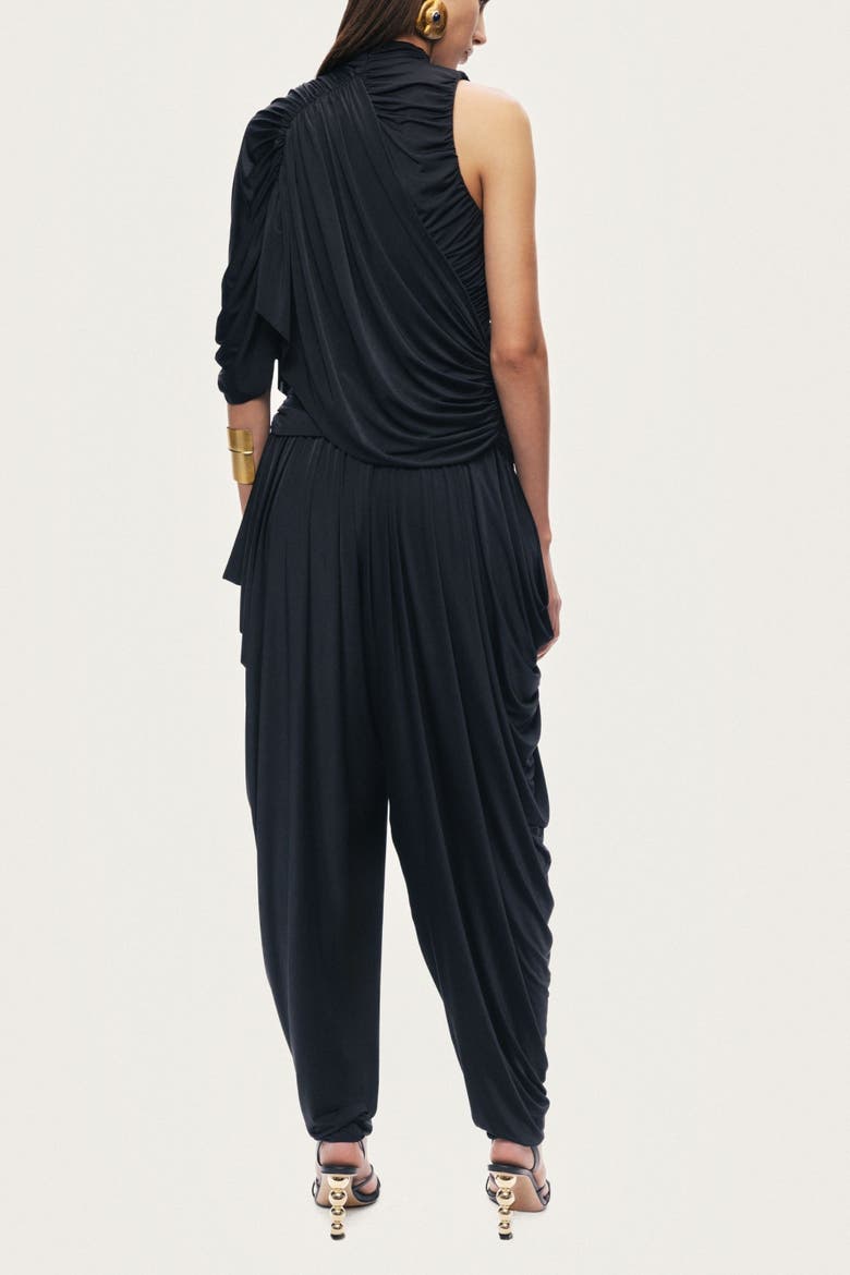 Draped Relaxed-Fit Pants, Alternate, color, Black
