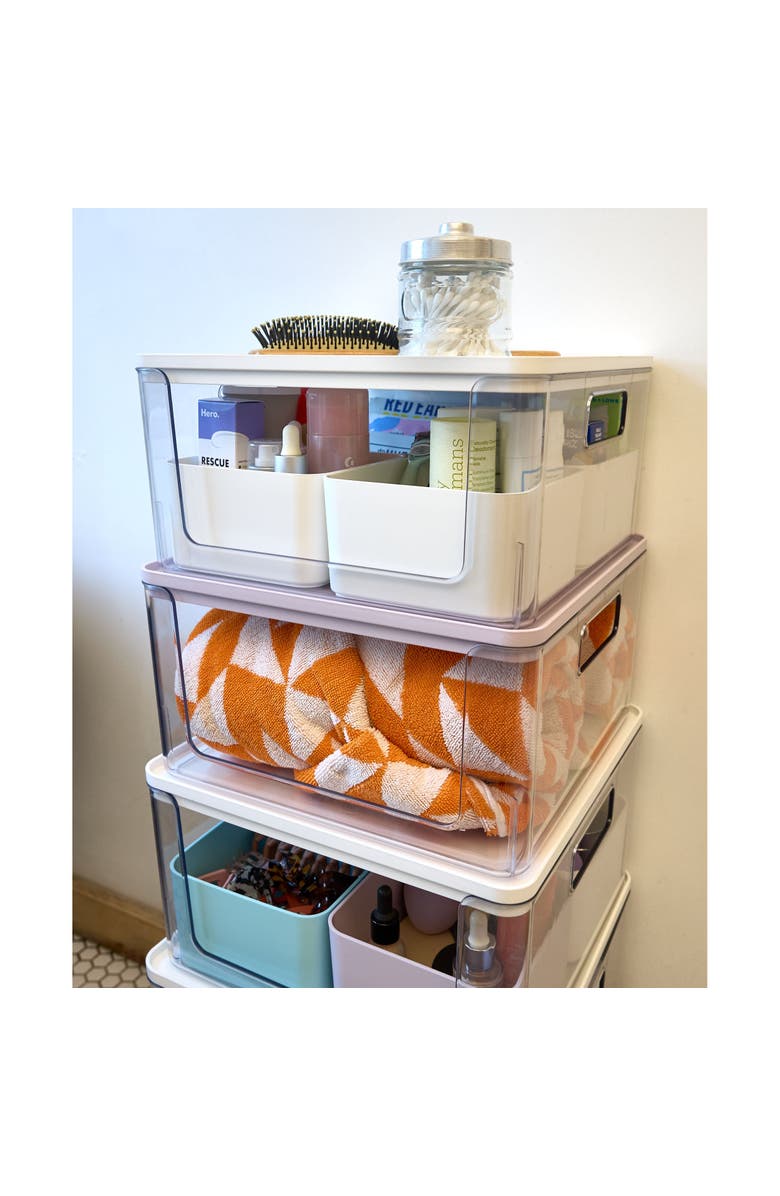 iDesign Rosanna Pansino x iDesign Recycled Plastic Open Front Kitchen Storage Bin with Lid, Clear, 12" x 12" x 6", Alternate, color,