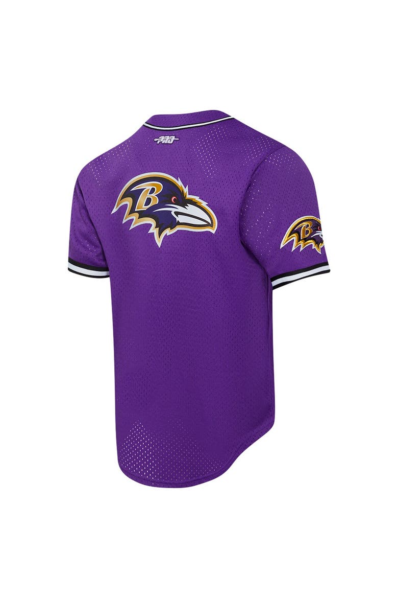 Men's Pro Standard Lamar Jackson Purple Baltimore Ravens Mesh Button-Up Baseball Jersey, Alternate, color, Purple