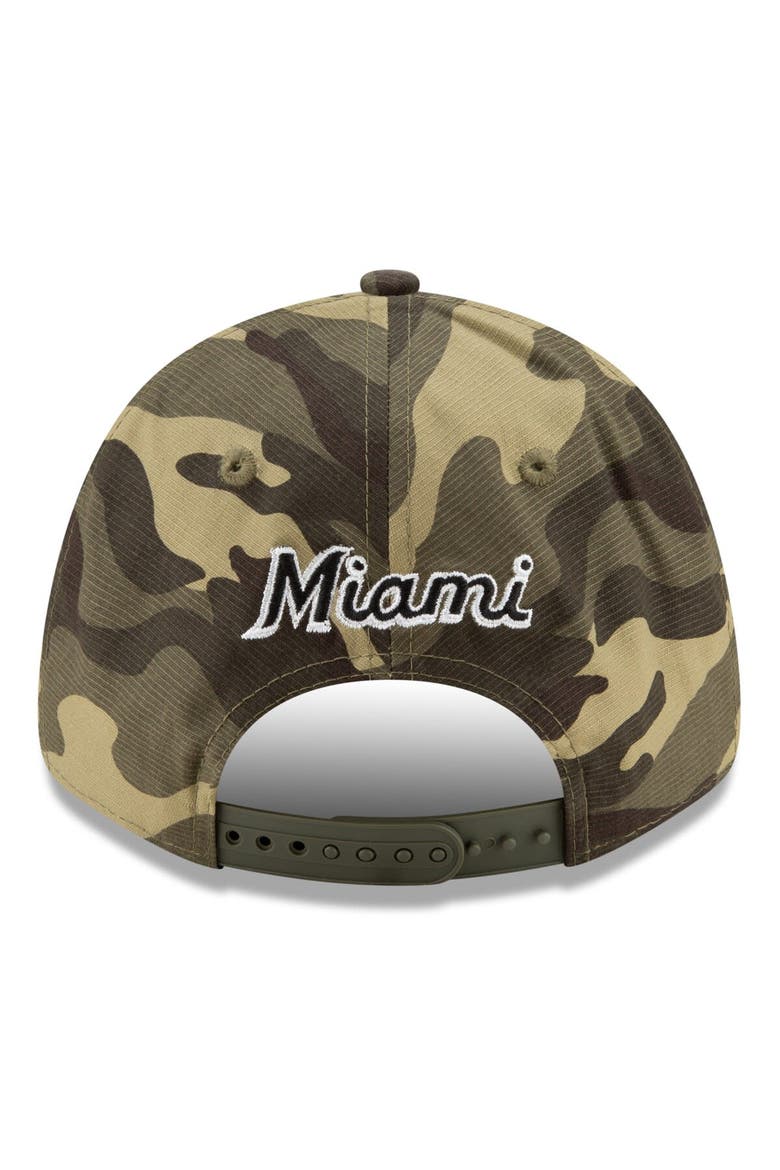 Men's New Era Camo Miami Marlins 2021 Armed Forces Day 9FORTY Adjustable Hat, Alternate, color, Camo