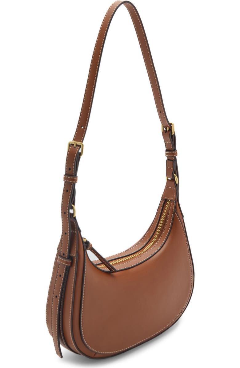 MANGO Oval Faux Leather Shoulder Bag, Alternate, color, Leather