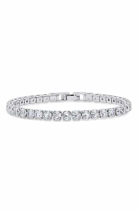 18k White Gold Plated Blue Crystal Tennis Bracelet