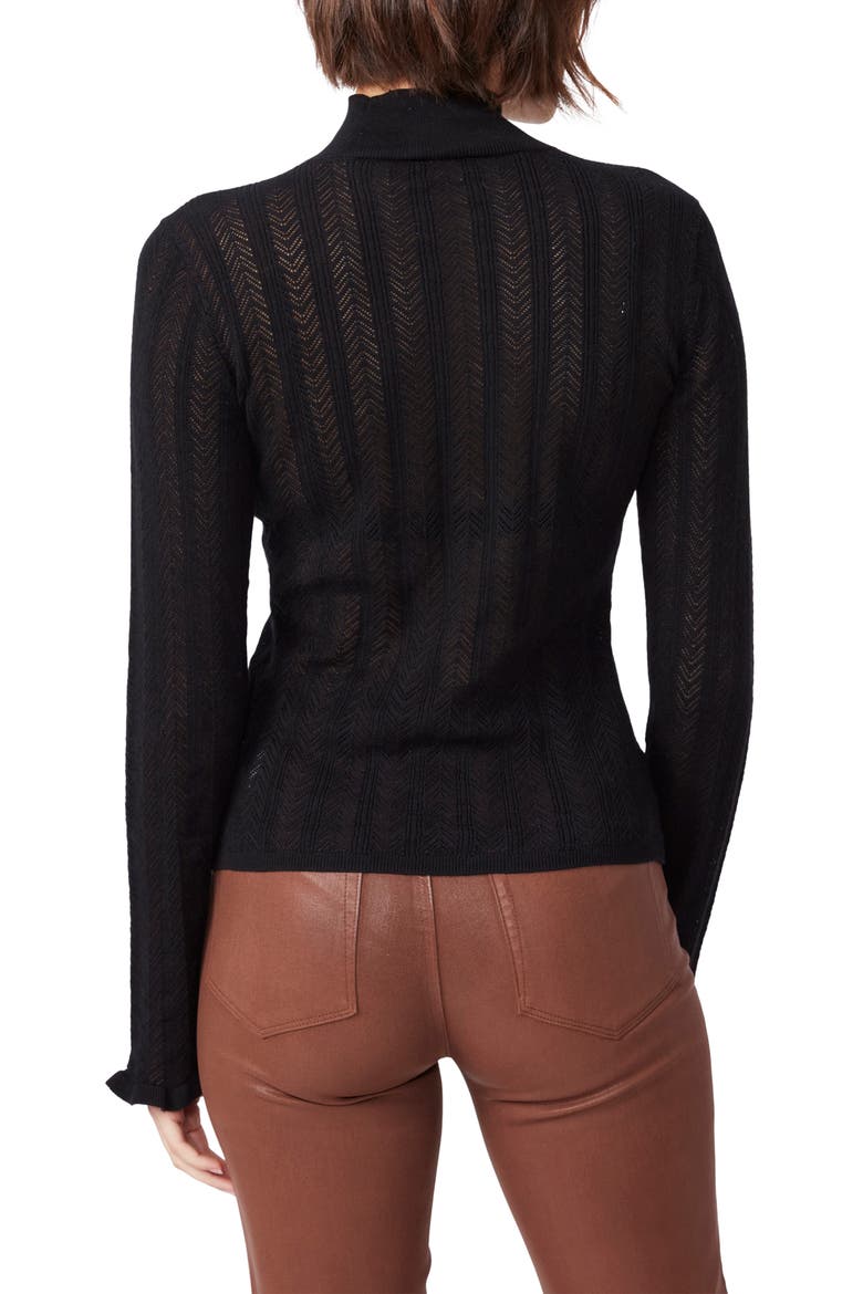 Lysette Pointelle Mock Neck Cotton Blend Sweater, Alternate, color, BLACK