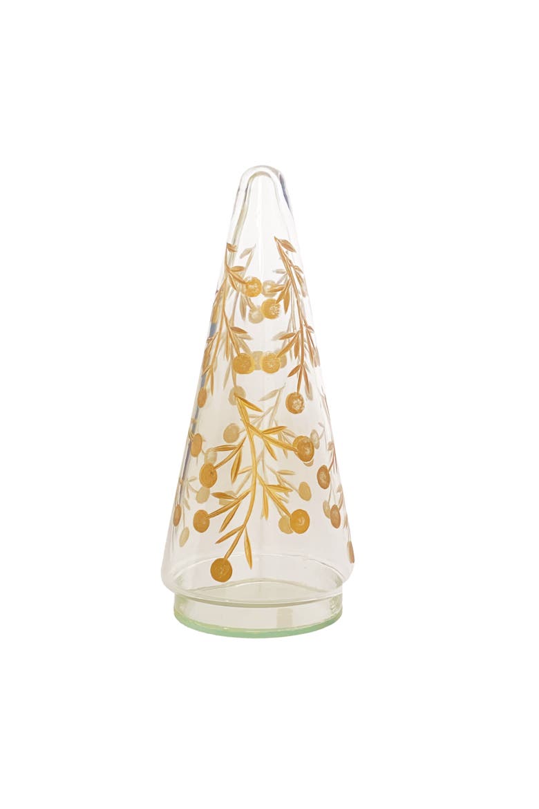 Gold Etched Handblown Glass Tree, Main, color, Gold