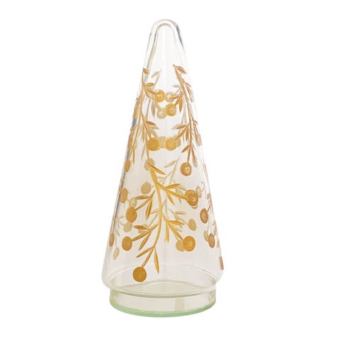 Gold Etched Handblown Glass Tree