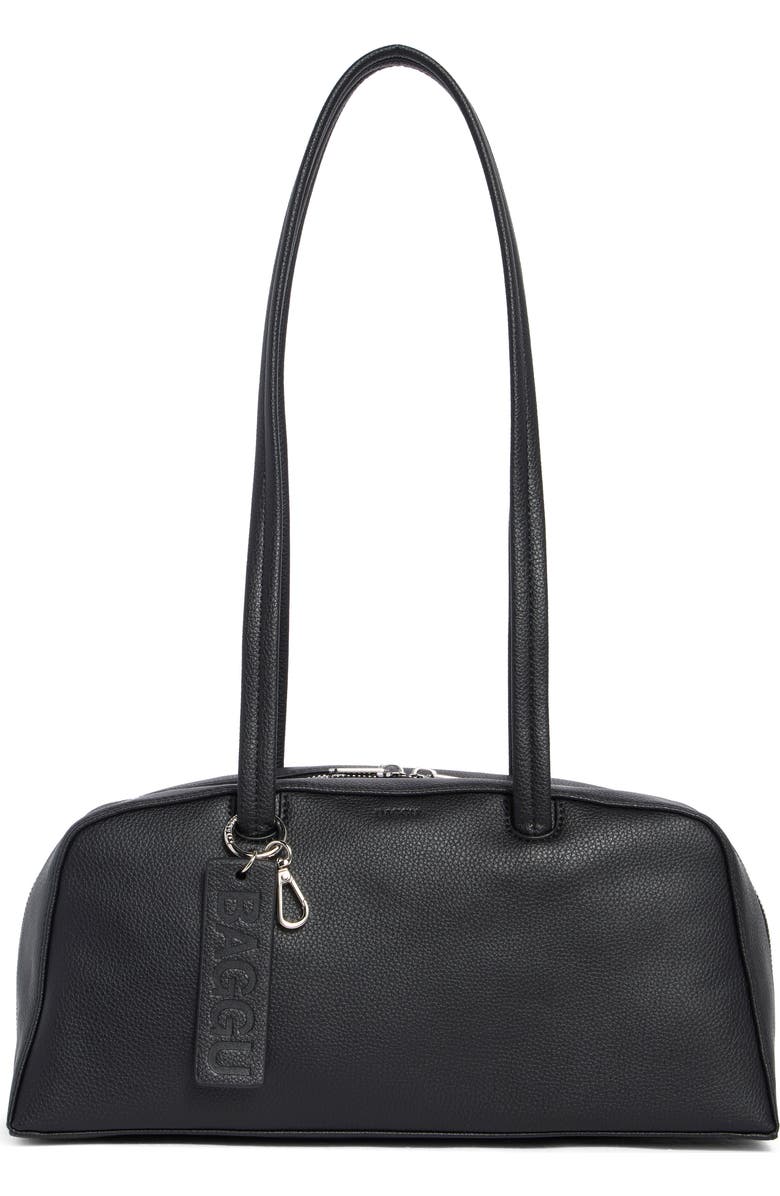 Baggu Recycled Leather Bowler Bag, Main, color, Black