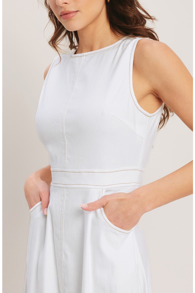 Denim Midi Dress, Alternate, color, WHITE