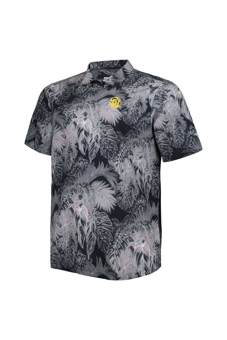 Men's Tommy Bahama Black San Diego Padres Big & Tall Luminescent Fronds Camp IslandZone Button-Up Shirt, Alternate, color, Black