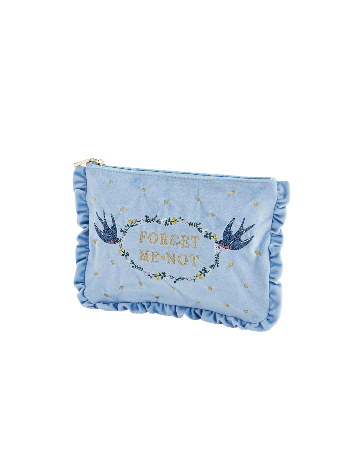 Forget Me Not Velvet Embroidered Pouch, Alternate, color, Light/Pastel Blue