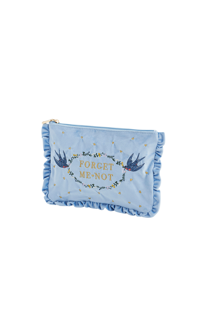 Fable England Forget Me Not Velvet Embroidered Pouch, Alternate, color, Light/Pastel Blue
