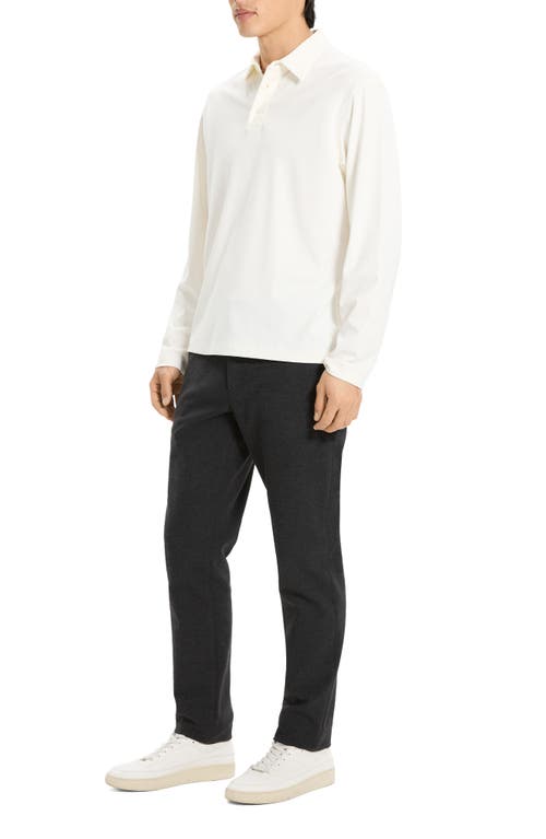 Theory City Relaxed Long Sleeve Cotton Polo In White