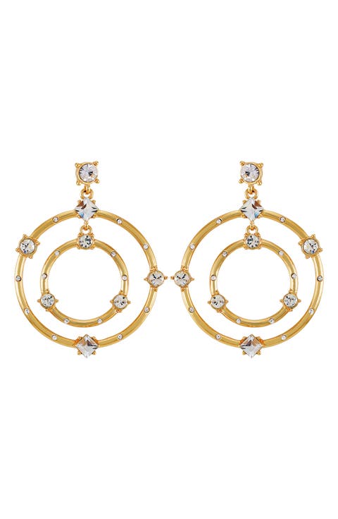 Crystal Circular Drop Earrings