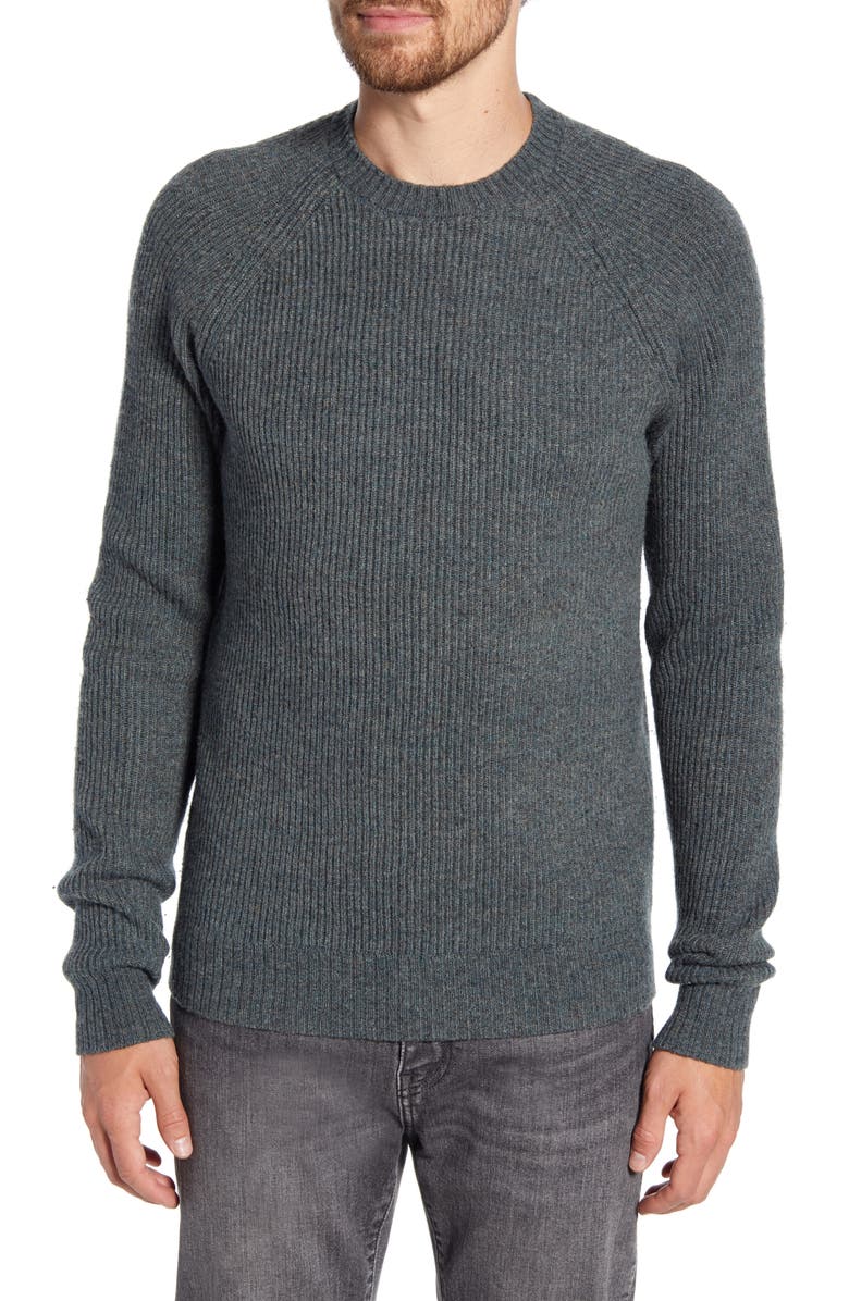 Schott NYC Ribbed Wool Blend Sweater, Main, color, Sage