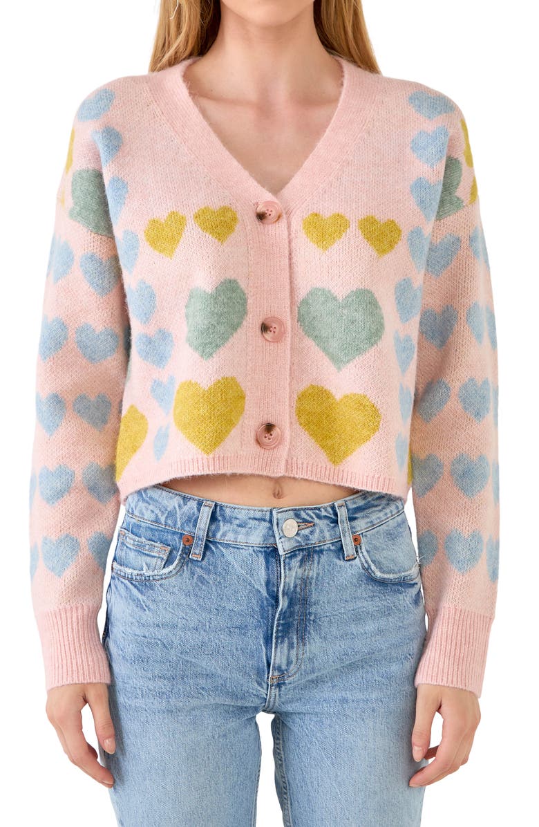 Free the Roses Pastel Heart Cardigan, Main, color, 