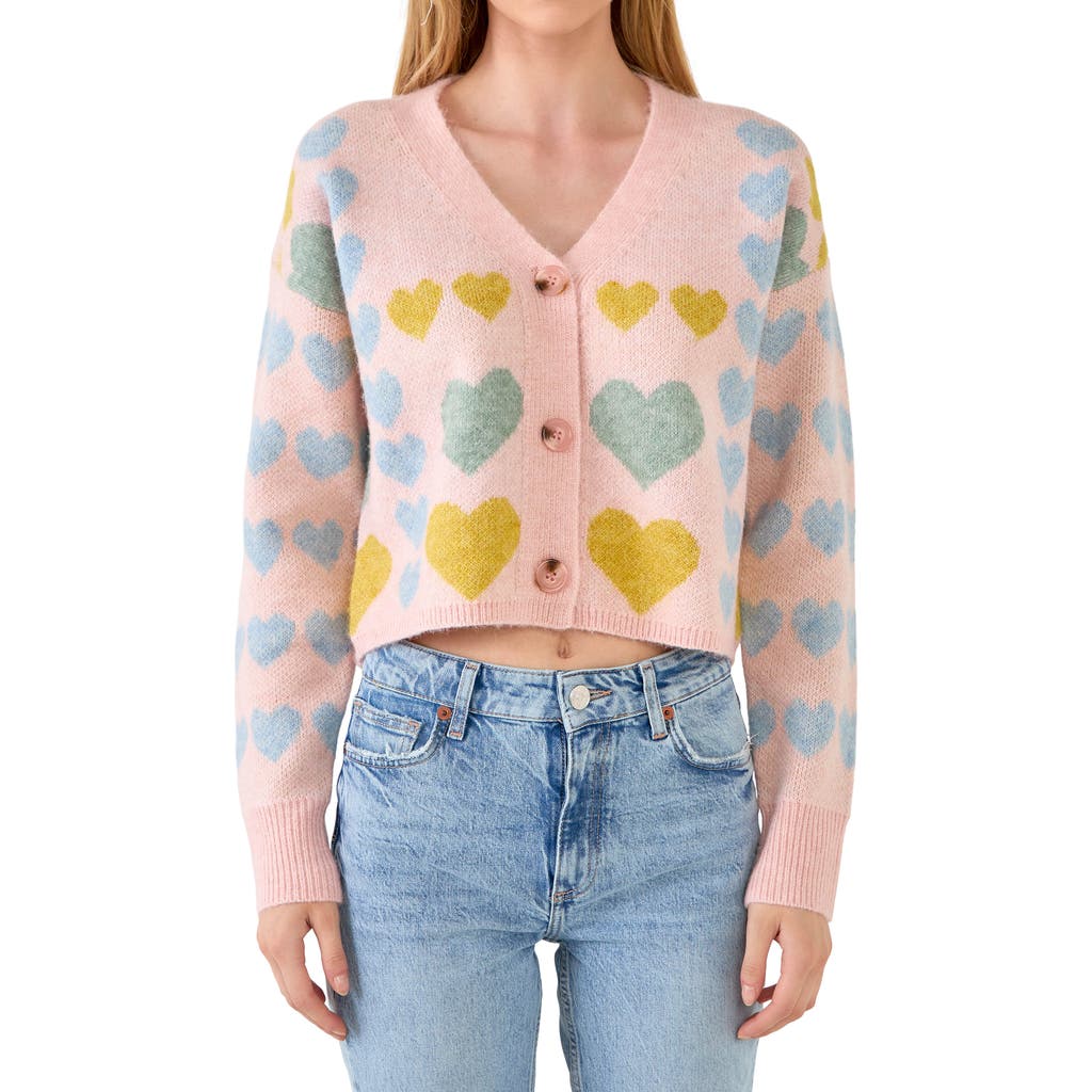 Free The Roses Pastel Heart Cardigan Sweater In Multi