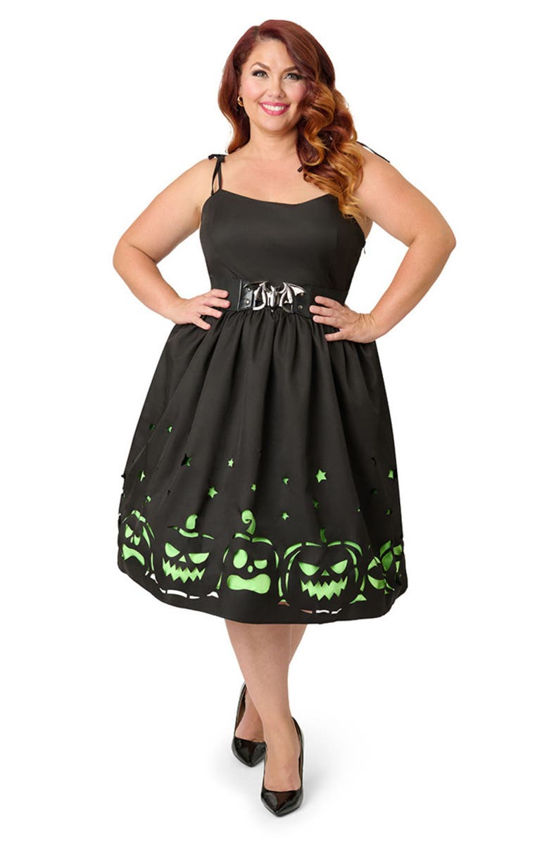 Unique Vintage Plus Size 1950s Bobbie Swing Dress, Main, color, Black