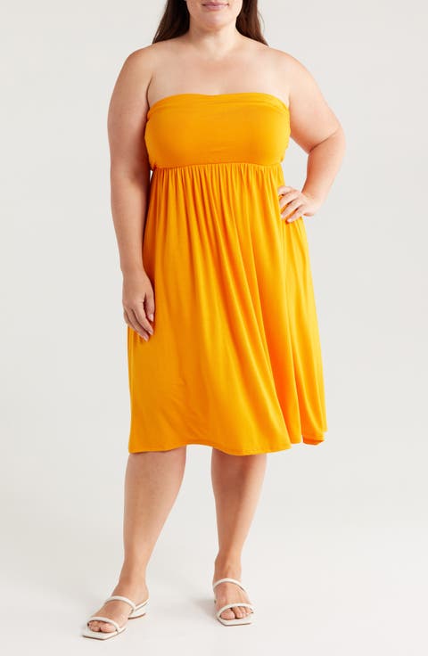 Strapless Jersey Midi Dress (Plus)