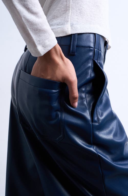 Topshop Pleated Straight Leg Pants In Blue