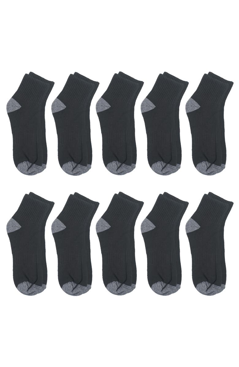 Ed Hardy Boys Basic Half Cushion Quarter Sock 10-Pack, Alternate, color, Black