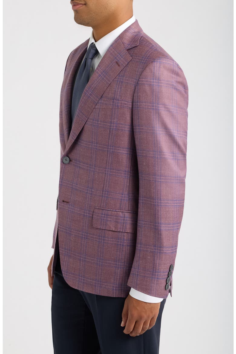 Purple Check Slub Wool Blend Sport Coat, Alternate, color, LILAC