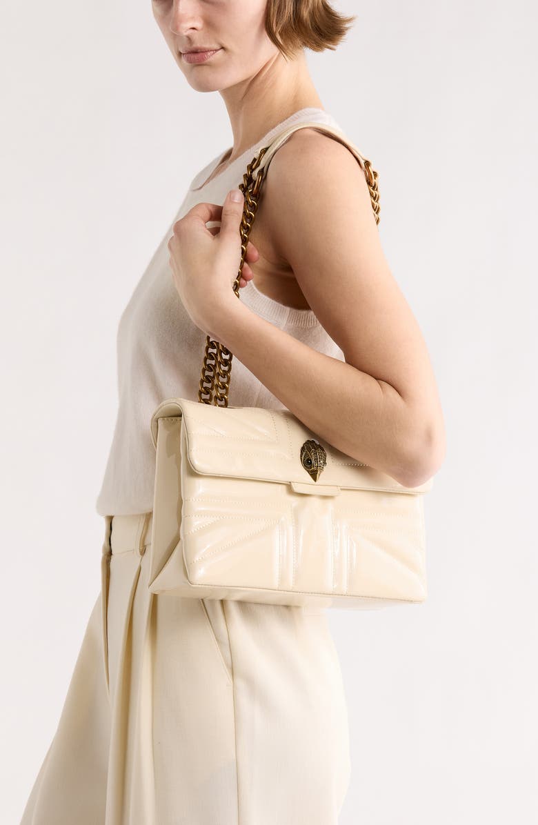 Kurt Geiger London Kensington Leather Union Jack Crossbody Bag, Alternate, color, Cream