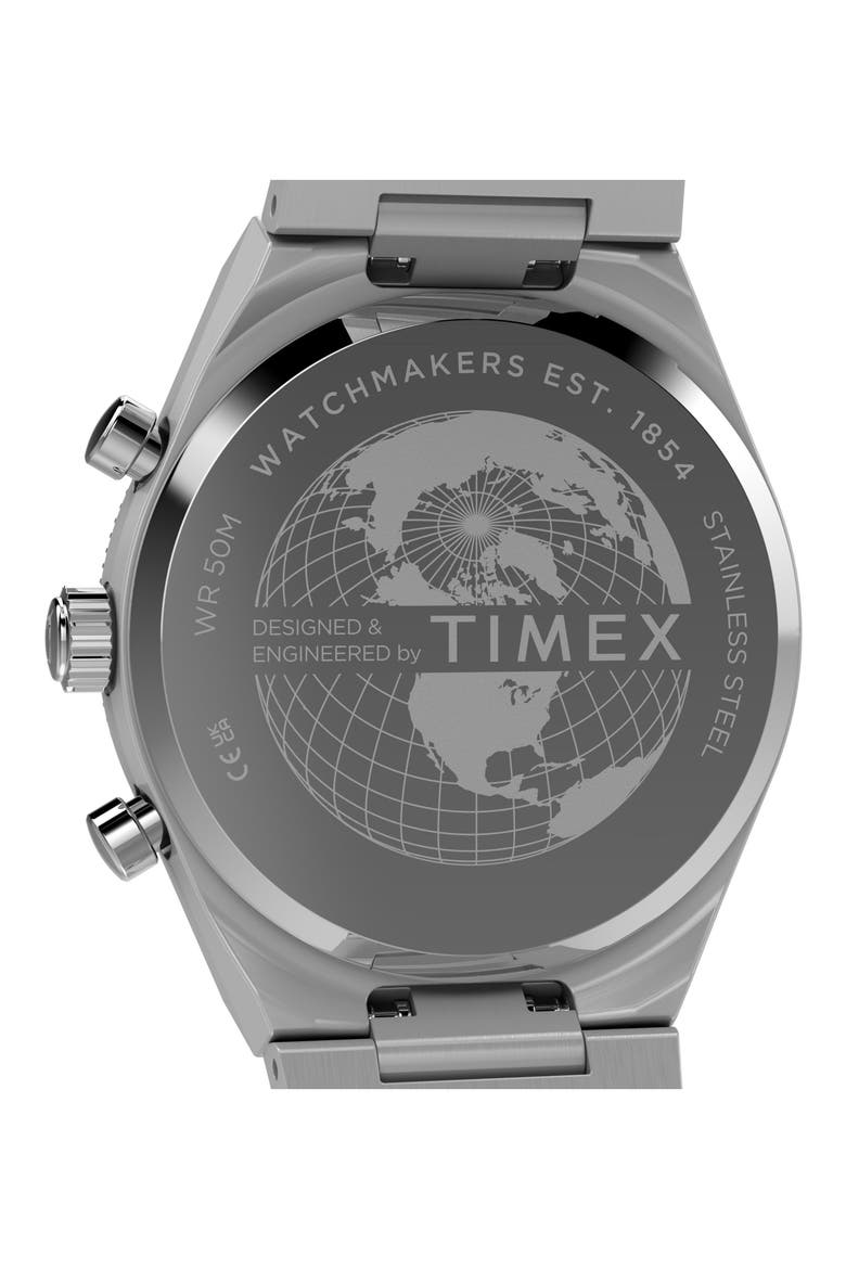 Q Timex Chronograph Bracelet Watch, 36mm, Alternate, color, SILVER/BLUE