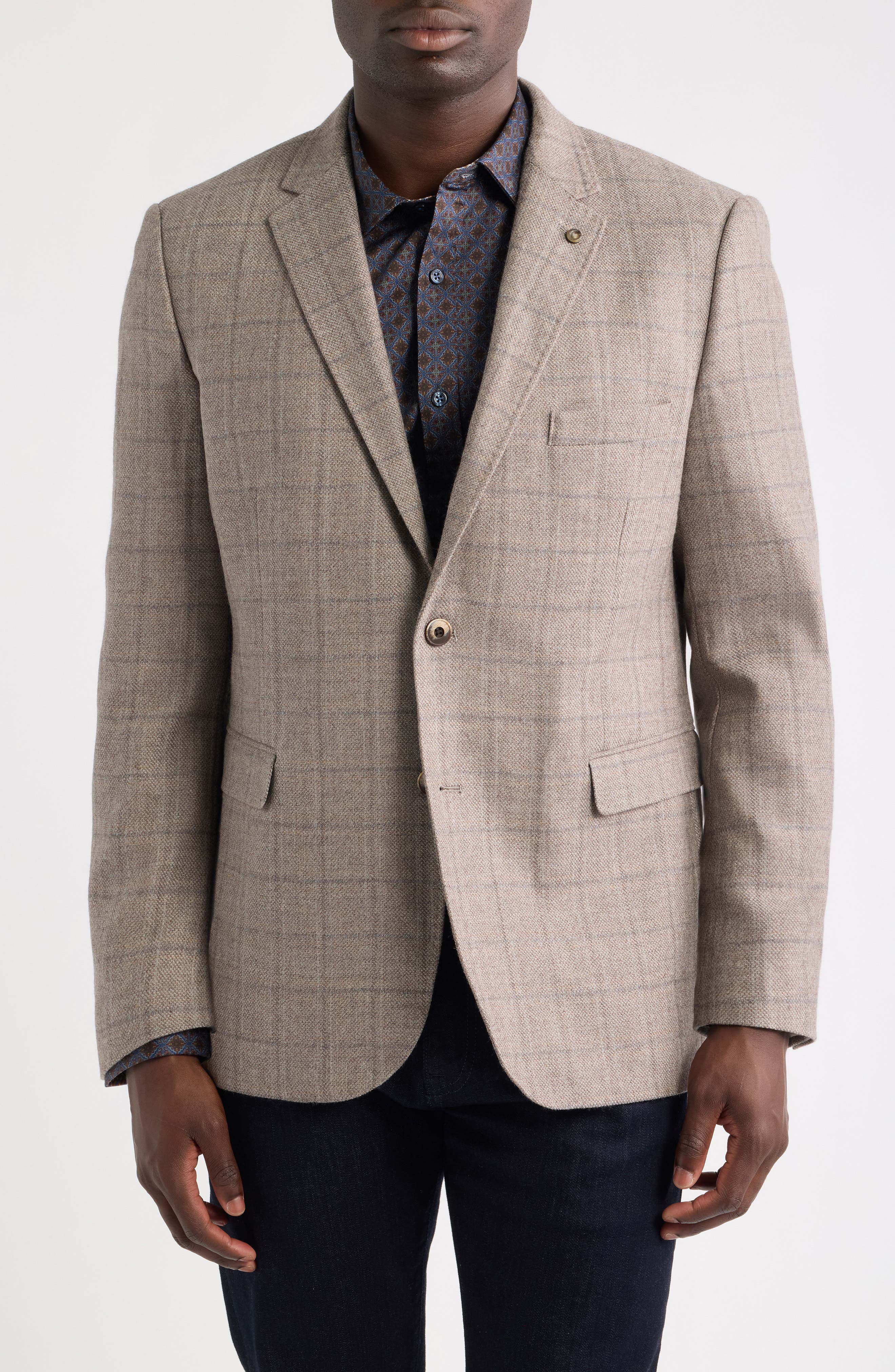 selected TAUPE WINDOWPANE PLAID
