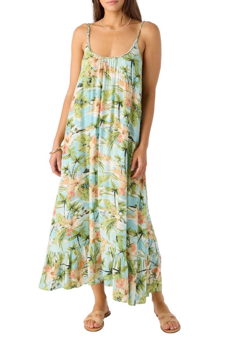 Gabriela Beach Print Maxi Sundress, Main, color, NILE BLUE