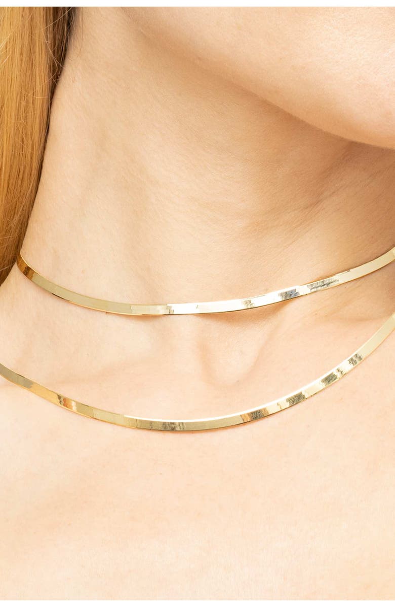 Oradina 14K Gold Park Avenue Bold Herringbone Necklace, Alternate, color, Yellow Gold