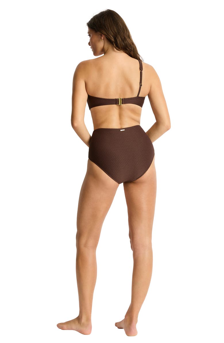 Sea Level Luminara High Waist Bikini Bottoms, Alternate, color, Cocoa