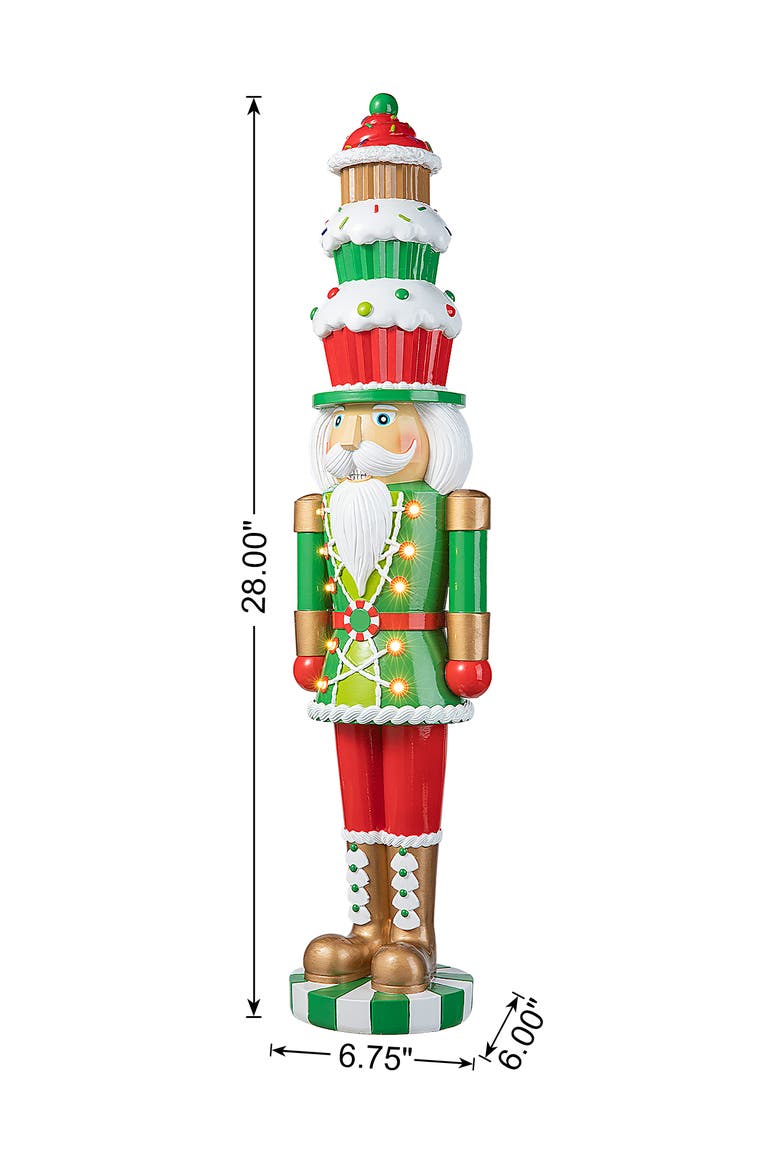28"H Lighted Resin Christmas Nutcracker Porch Decor, Alternate, color, Green