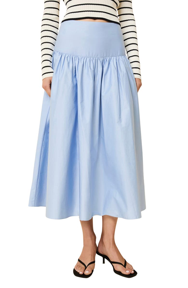 Solid & Striped Magnolia Cotton Maxi Skirt, Main, color, Open Water