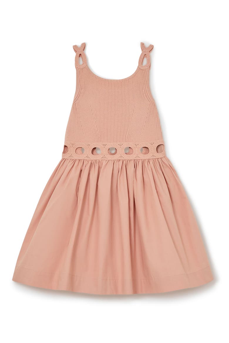 Kids' Rita Mixed Media Dress, Main, color, APRICOT