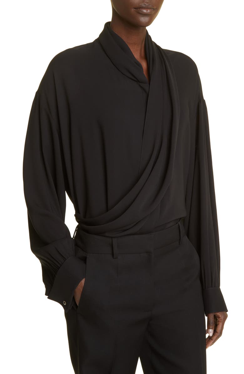The Row Darnelle Draped Silk Top, Alternate, color, 