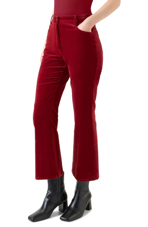 Akris Punto Cali Cropped Stretch Velvet Bootcut Pants In Red