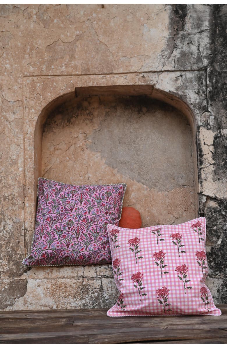 Inner Child Dahlia Gingham Blockprint Pillow - Cover Only, Alternate, color, Gingham