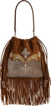 Etro Kalispera Stud & Fringe Suede Shoulder Bag
