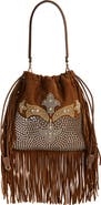 Etro Kalispera Stud & Fringe Suede Shoulder Bag