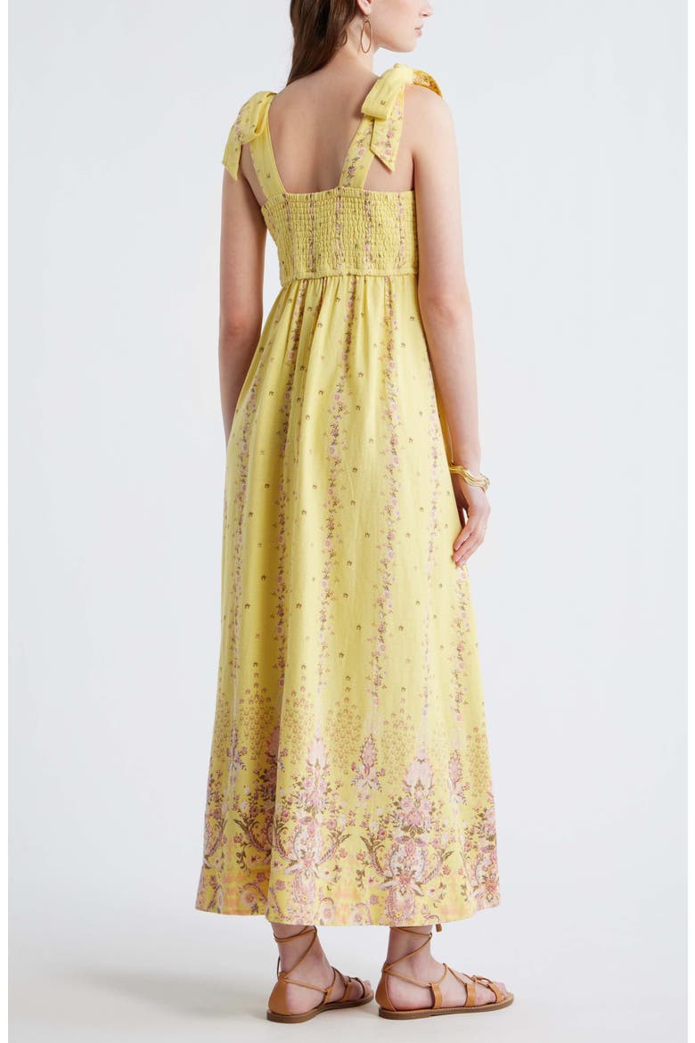 Floral Linen Blend Maxi Sundress, Alternate, color, YELLOW- PURPLE BLOSSOM BORDER
