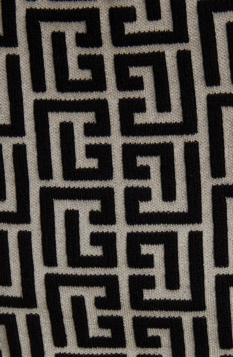 Balmain Monogram Jacquard Crop Top, Alternate, color, 