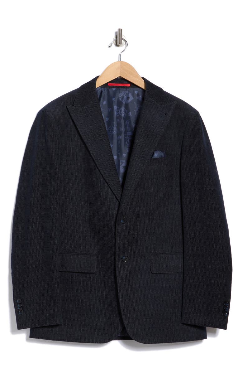 Solid Peak Lapel Cotton Blend Sport Coat