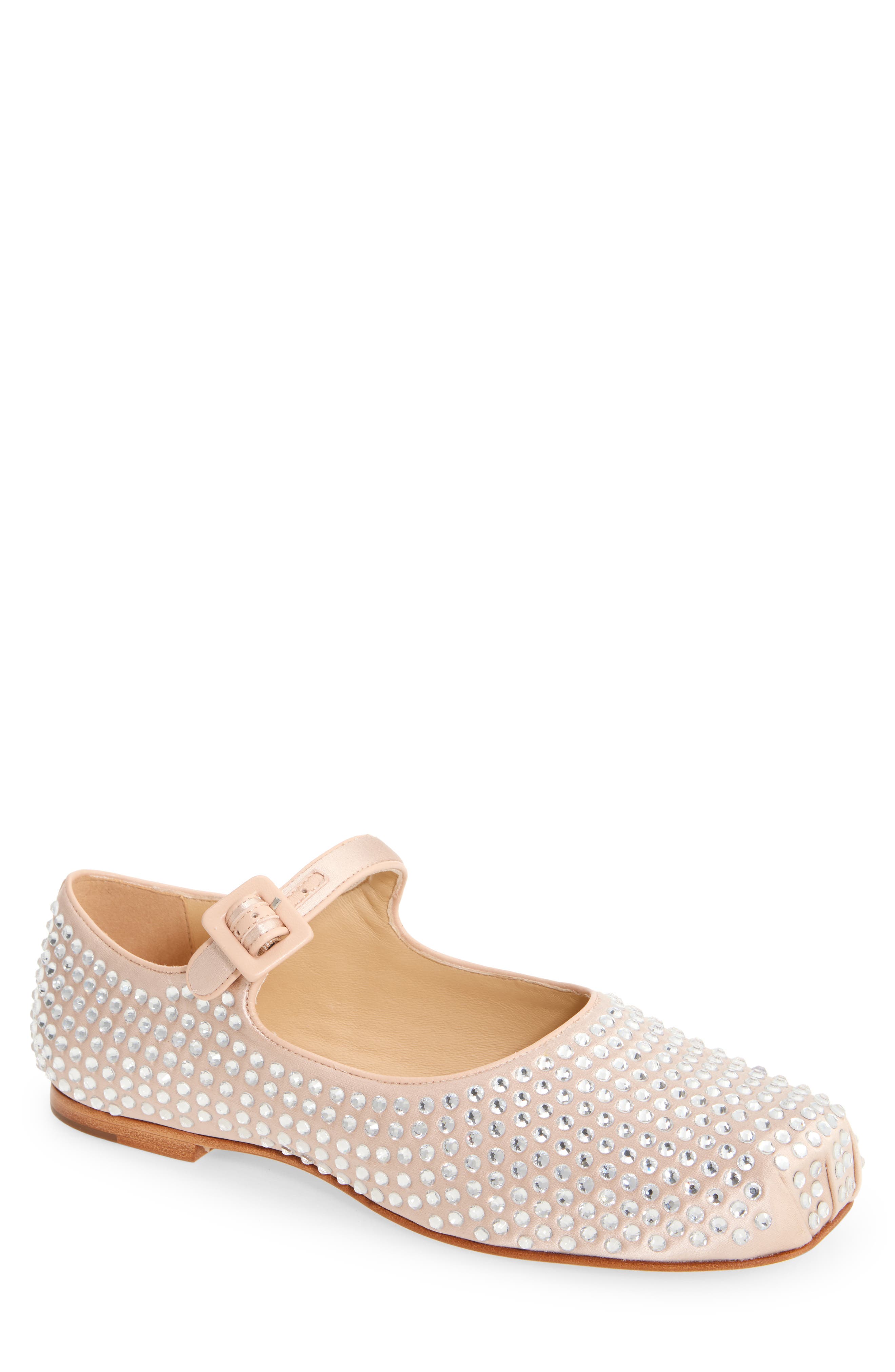Pointe Crystal Embellished Mary Jane Flat, Main, color, BALLET