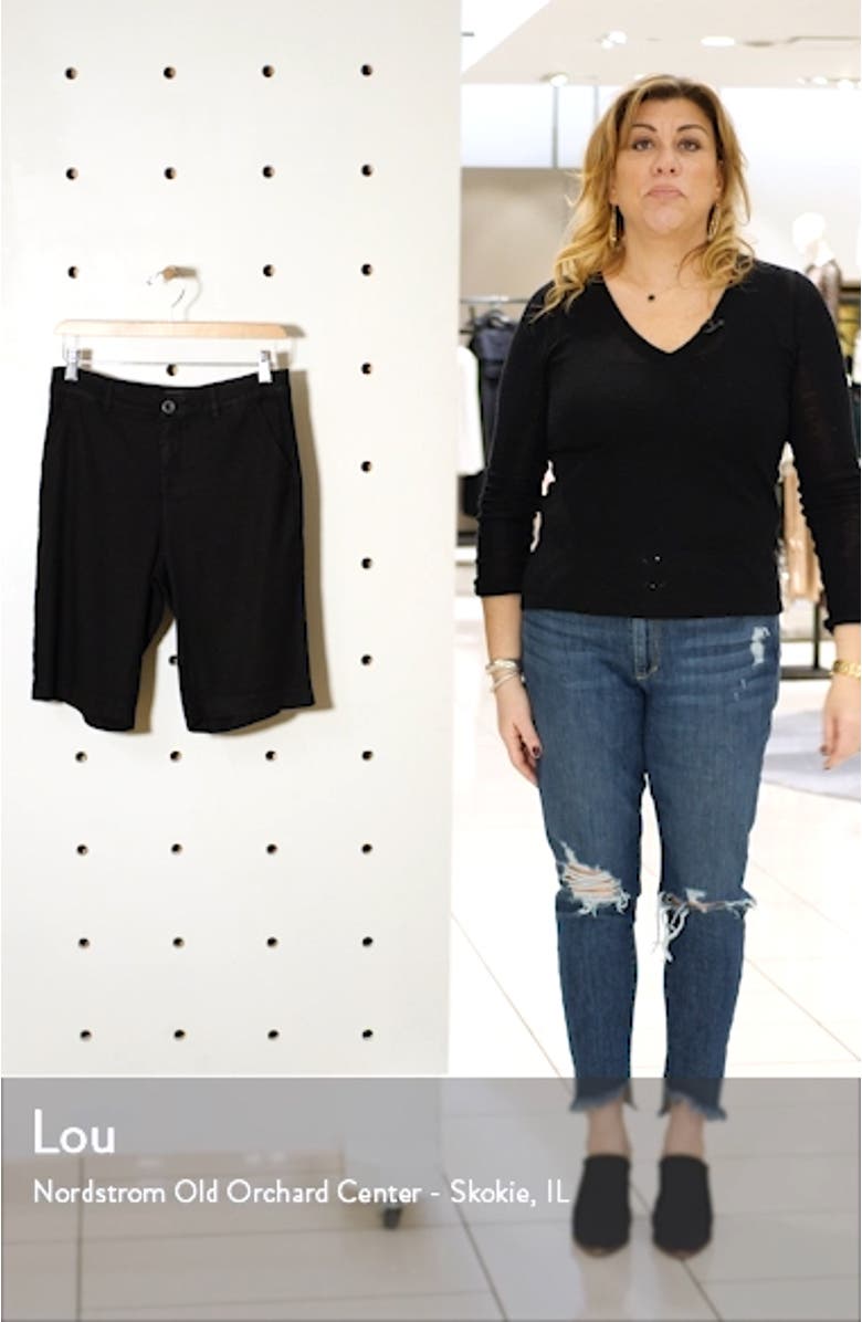 Stretch Linen Blend Bermuda Shorts, sales video thumbnail