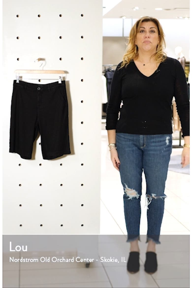 Stretch Linen Blend Bermuda Shorts video