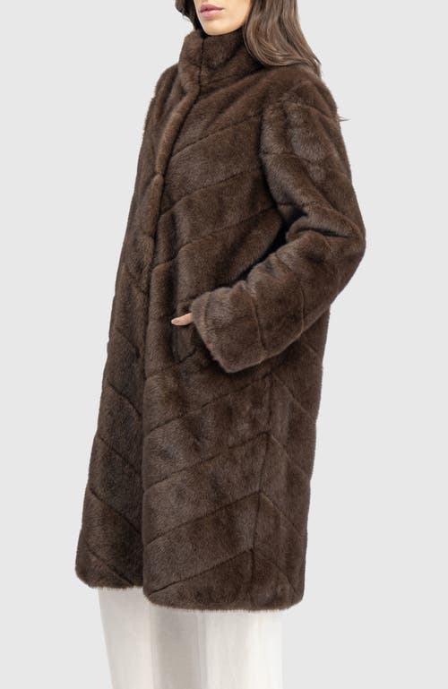 Lyla Grant Fur-free Mink (faux Fur) Short Coat In Brown