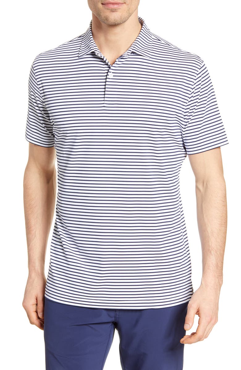 Peter Millar Miles Stripe Short Sleeve Stretch Jersey Polo, Main, color, 