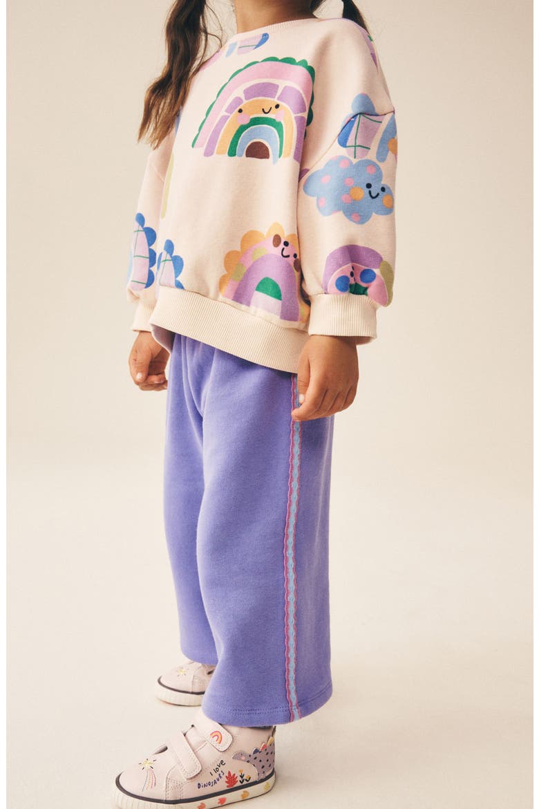 Kids' Rainbow Sweatshirt & Sweatpants Set, Alternate, color, PURPLE