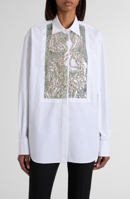 Alexander Mcqueen Mcqueen Banshee Embroidery Cotton Poplin Button-up Shirt In White