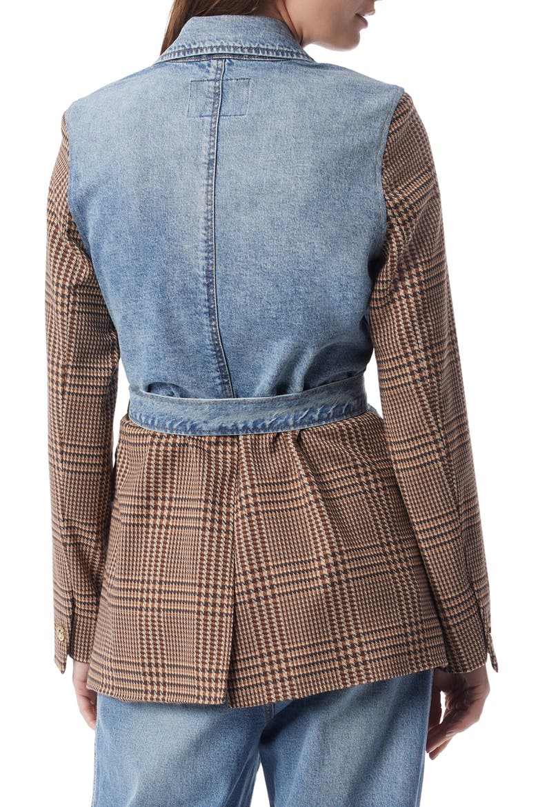 Everly Mixed Media Belted Blazer, Alternate, color, LAKESIDE WASH - GLEN PLAID